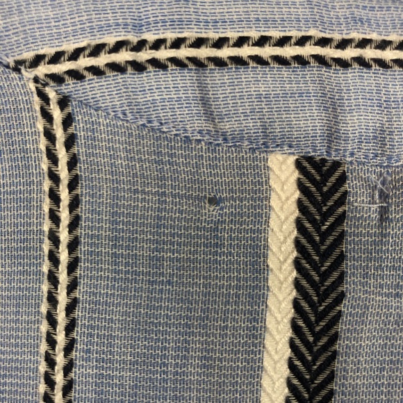 Michael Stars Stream Tie Front Top in Blue Stripe - Picture 5 of 6